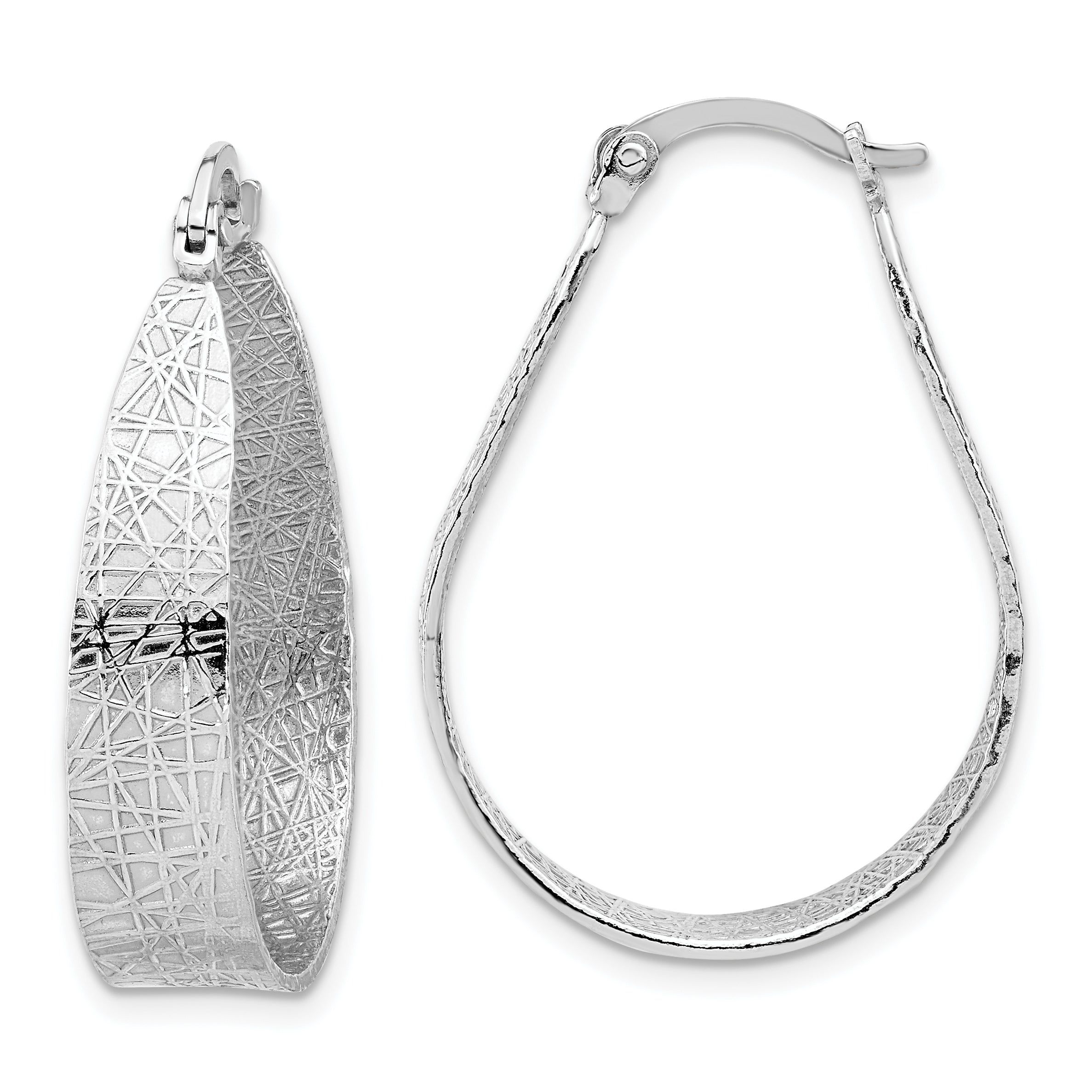 Sterling Silver Rhodium-plated Textured Hoop Earrings Main image