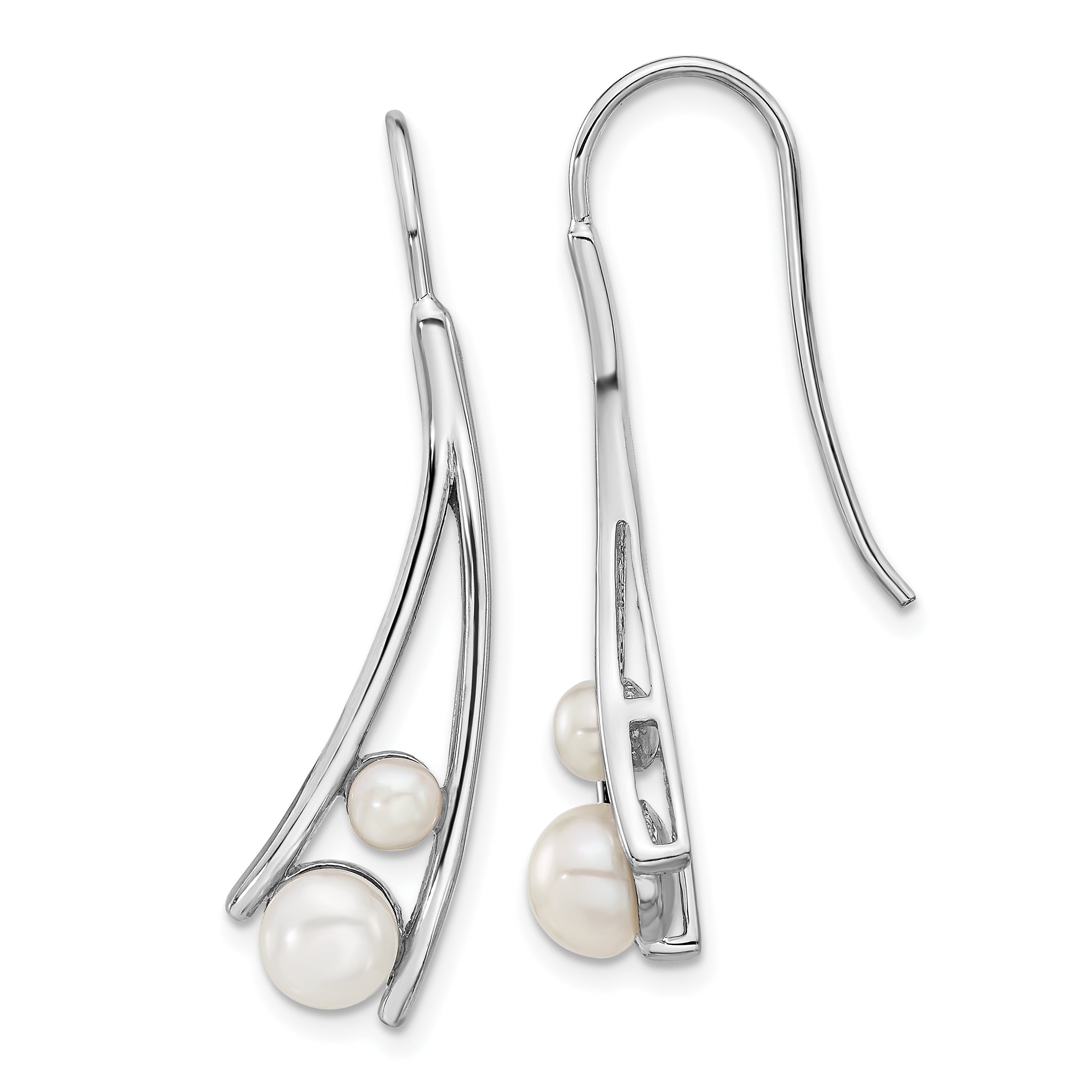 Sterling Silver Rhodium-plated FWC Pearl Drop Earrings Main image