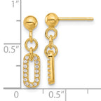 Sterling Silver Gold-plated Polished CZ Dangle Post Earrings