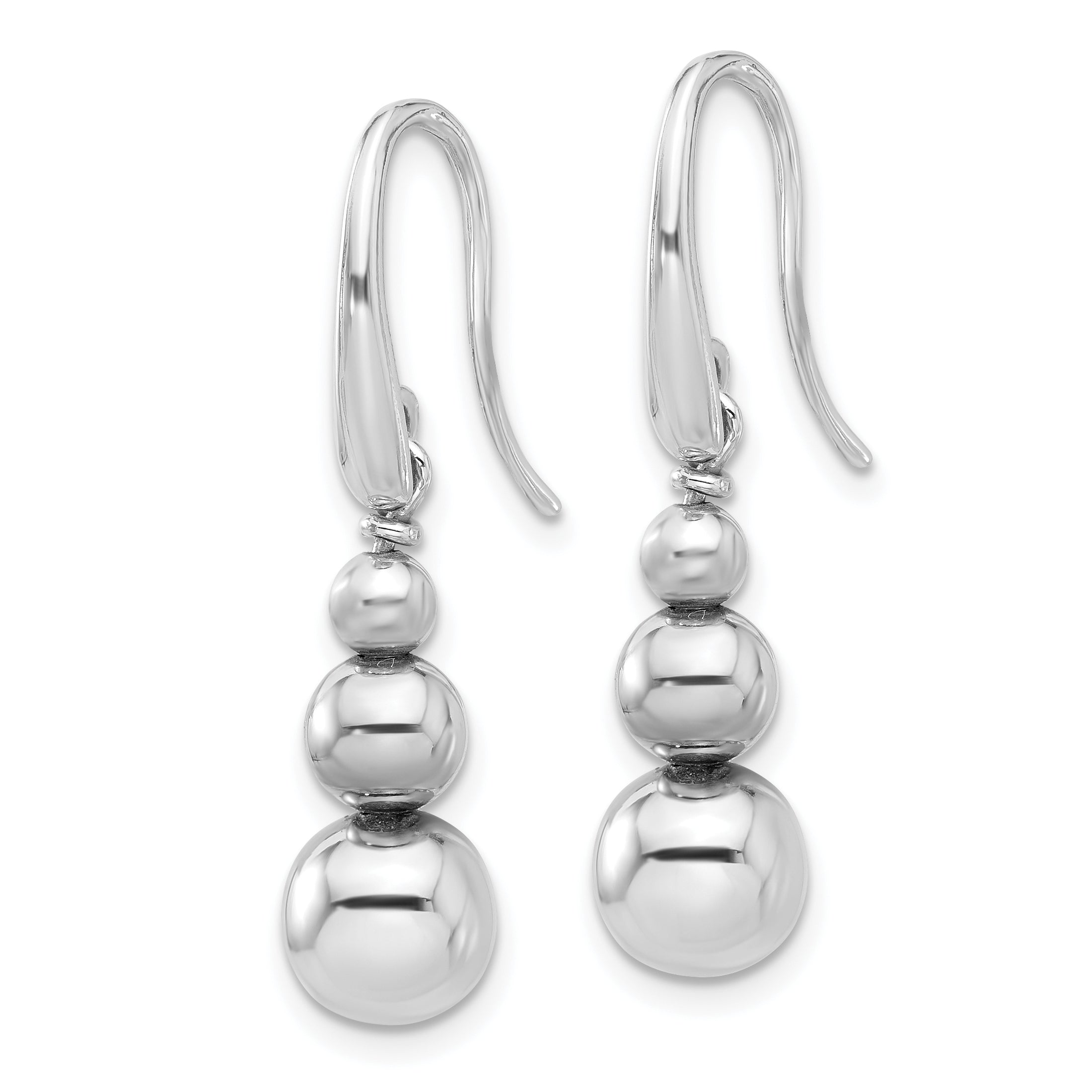 SS Rh-plated Polished Beads Shepherd's Hook Dangle Earrings Secondary image