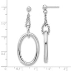 Sterling Silver Rh-plated Oval Post Dangle Earrings