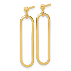 Sterling Silver Gold-plated Polished Paperclip Post Dangle Earring