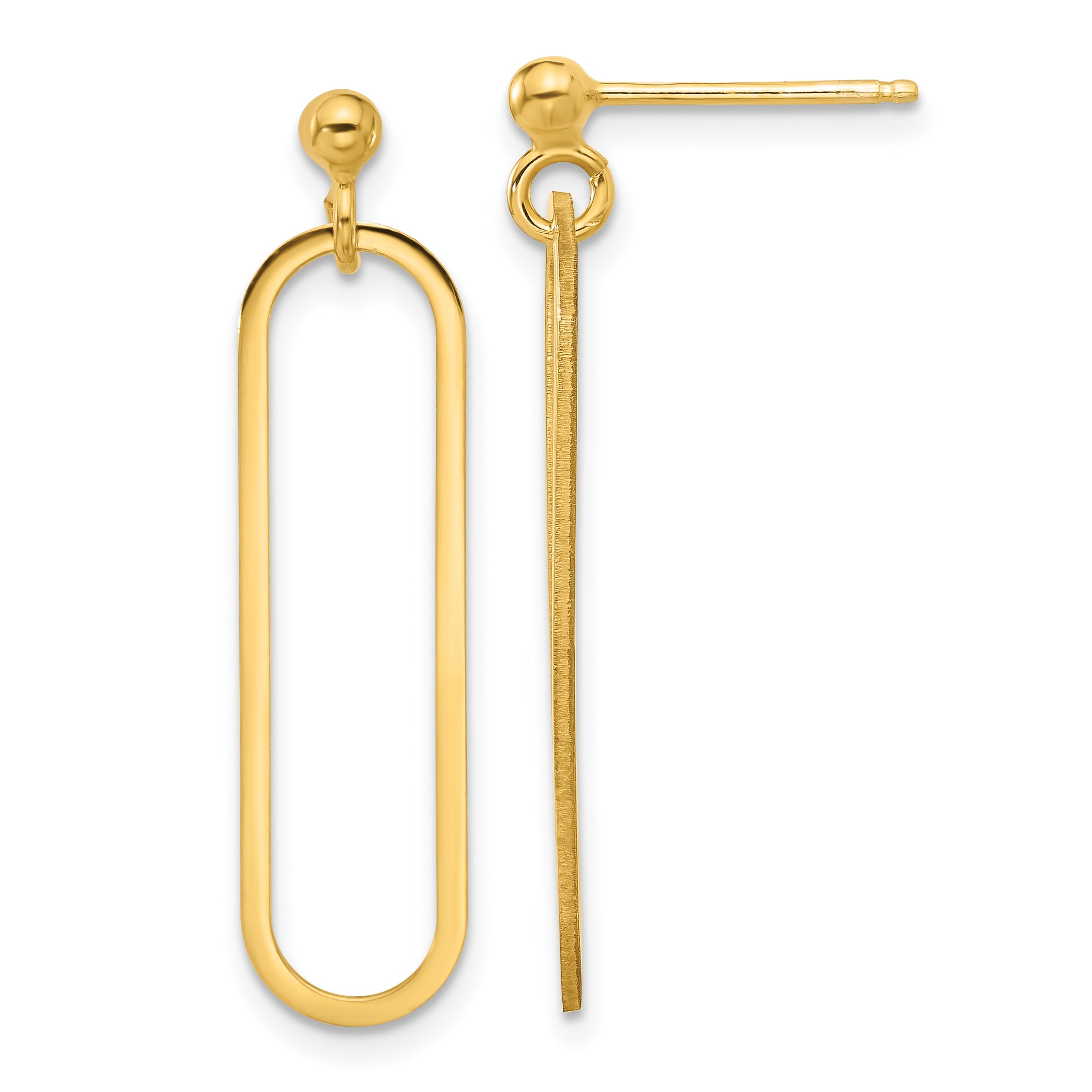 Sterling Silver Gold-plated Polished Paperclip Post Dangle Earring