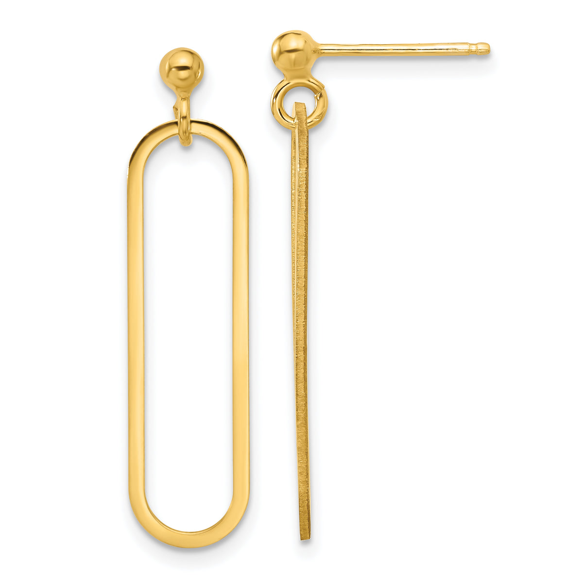 Sterling Silver Gold-plated Polished Paperclip Post Dangle Earring