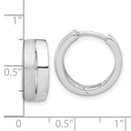 Sterling Silver RH-plated Satin and Polished Hinged Hoop Earrings
