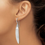 Sterling Silver RH-plt Polished / Dia-cut Oval Shepherd Hook Earri