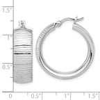 Sterling Silver Rhodium-plated and D/C Hoop Earrings