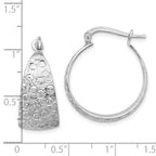 Sterling Silver Rhodium-plated Textured Hoop Earrings