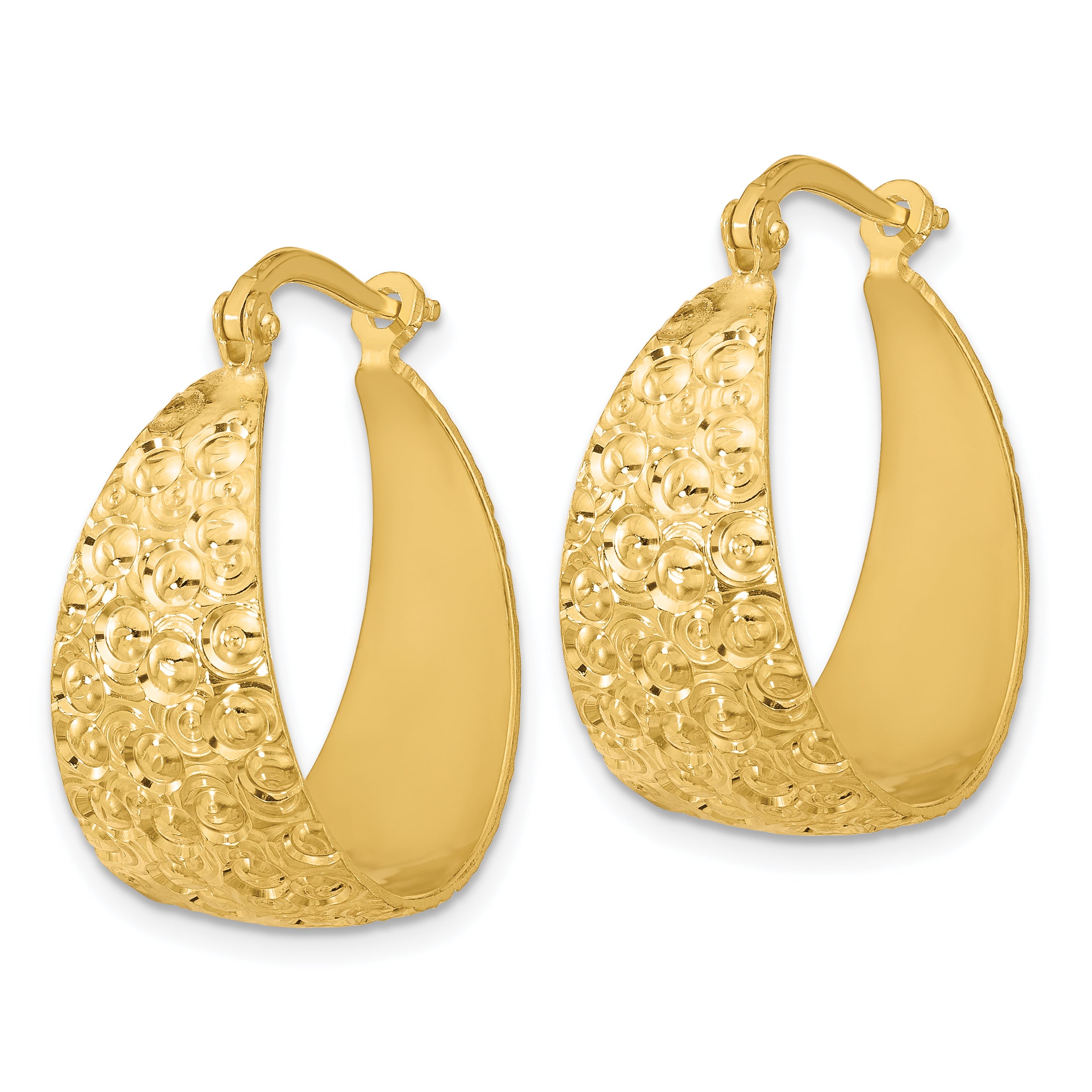 Sterling Silver Gold-tone Textured Hoop Earrings