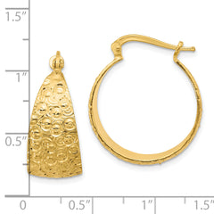 Sterling Silver Gold-tone Textured Hoop Earrings