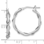 Sterling Silver Rh-plated Polished/Textured/Twisted Hoop Earrings
