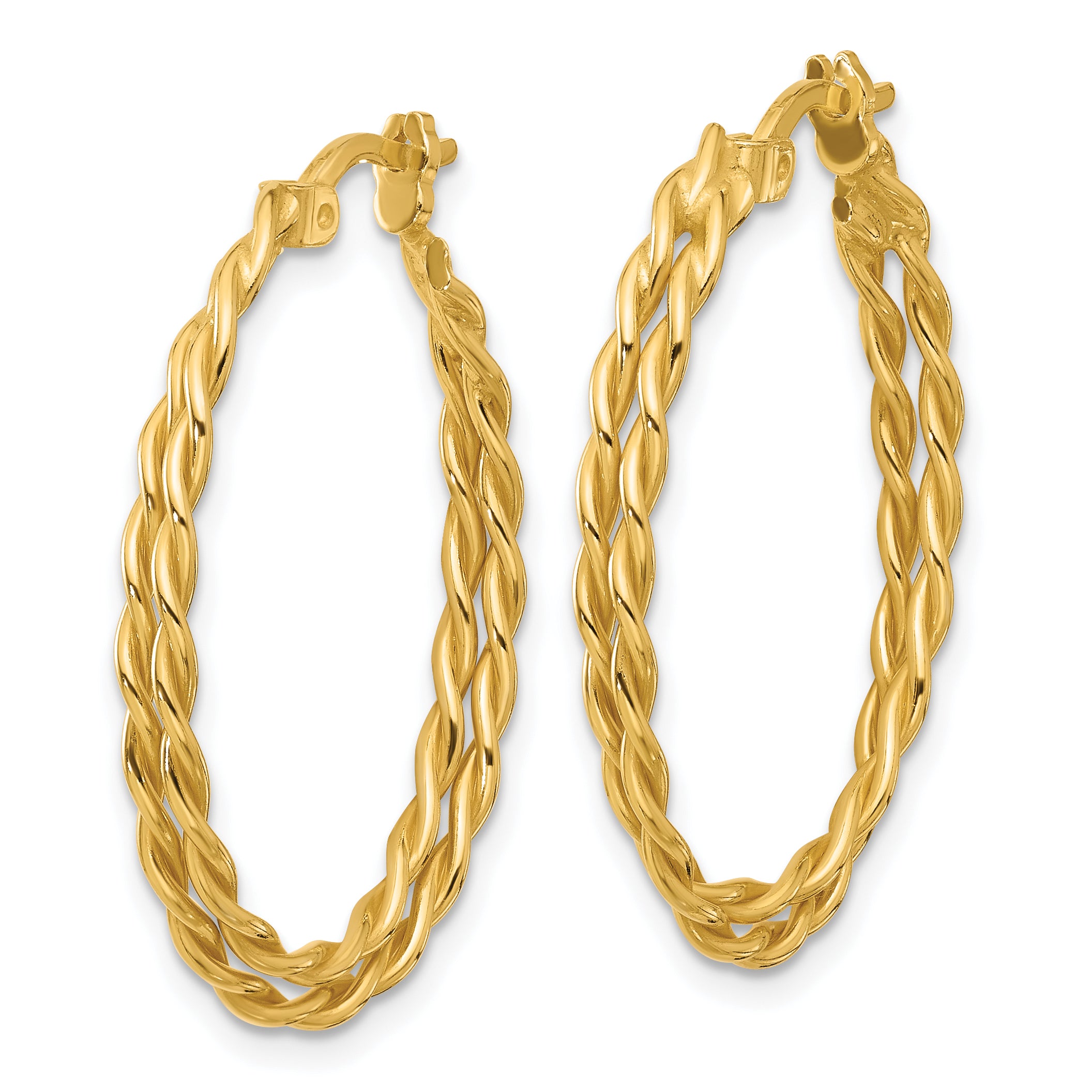 Sterling Silver Gold-tone Polished Twisted Lrg Oval Hoop Earrings Secondary image