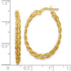 Sterling Silver Gold-tone Polished Twisted Lrg Oval Hoop Earrings