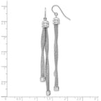 Sterling Silver Rh-pl Twist Texture Wrapped 2-strand Twist Earring