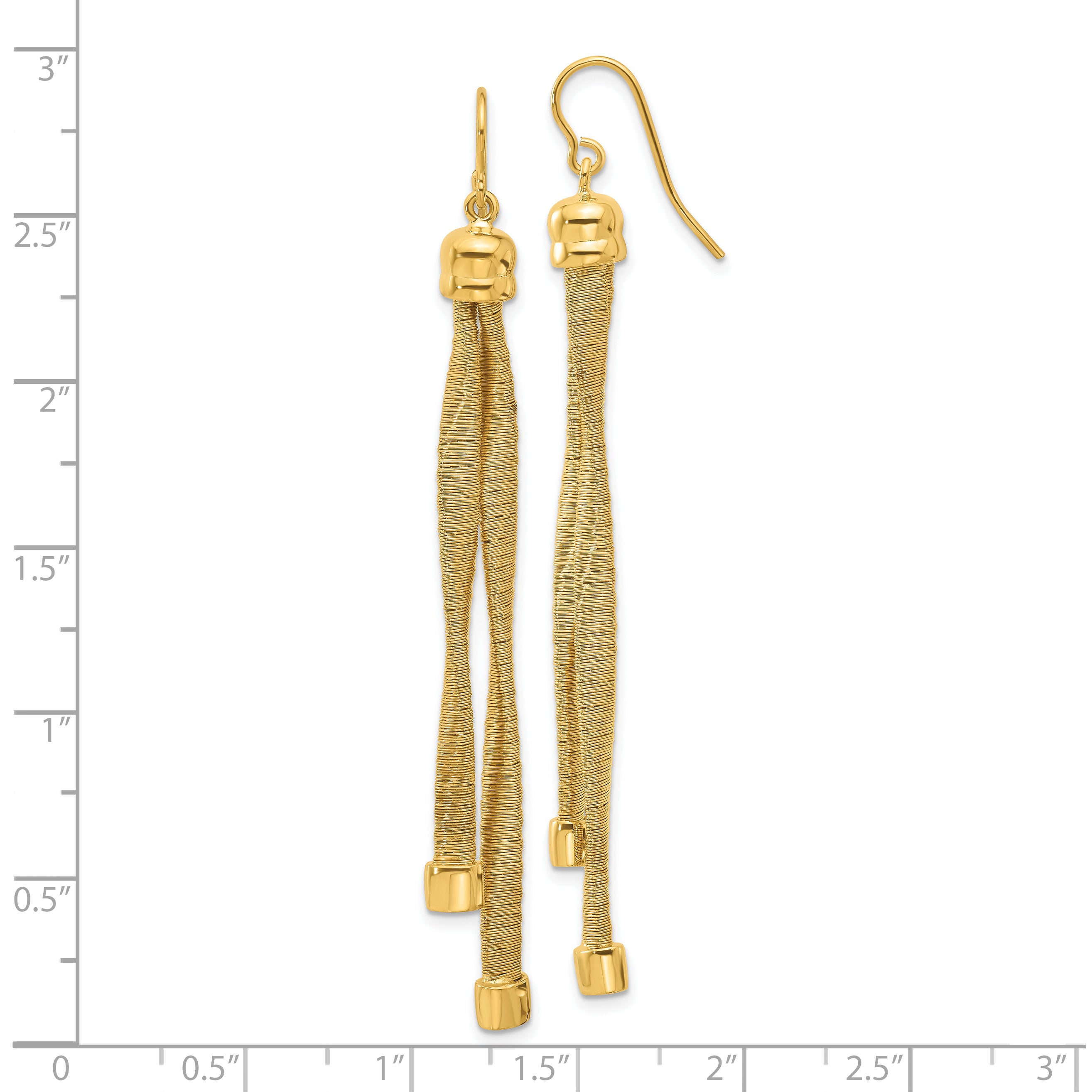 Sterling Silver Gold-plat Twist Texture Wrapped 2-strand Earrings