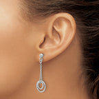 Sterling Silver Rh-plated Polished Circles on Chain Dangle Earring