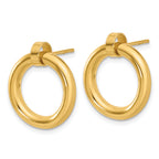Sterling Silver Gold-tone Polished Circle Post Dangle Earrings