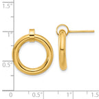 Sterling Silver Gold-tone Polished Circle Post Dangle Earrings