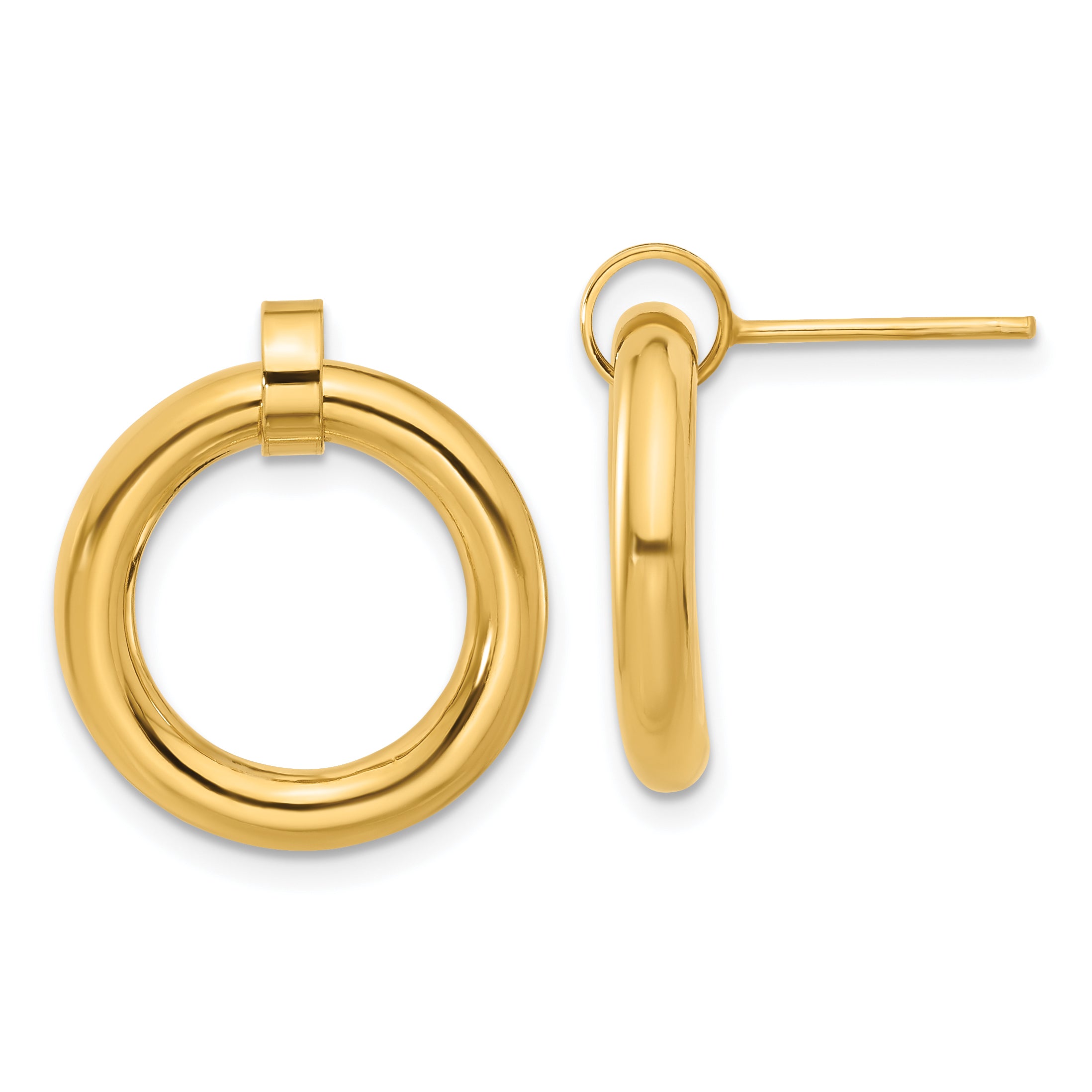 Sterling Silver Gold-tone Polished Circle Post Dangle Earrings Main image