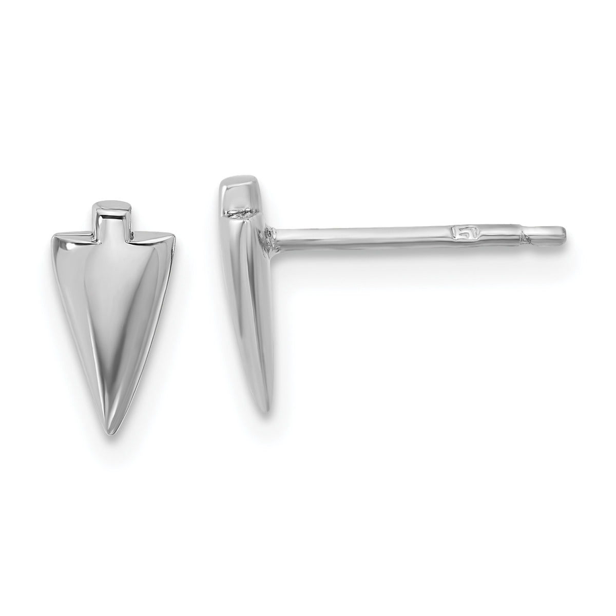 Sterling Silver Rh-plated Polished Arrowhead Post Earrings
