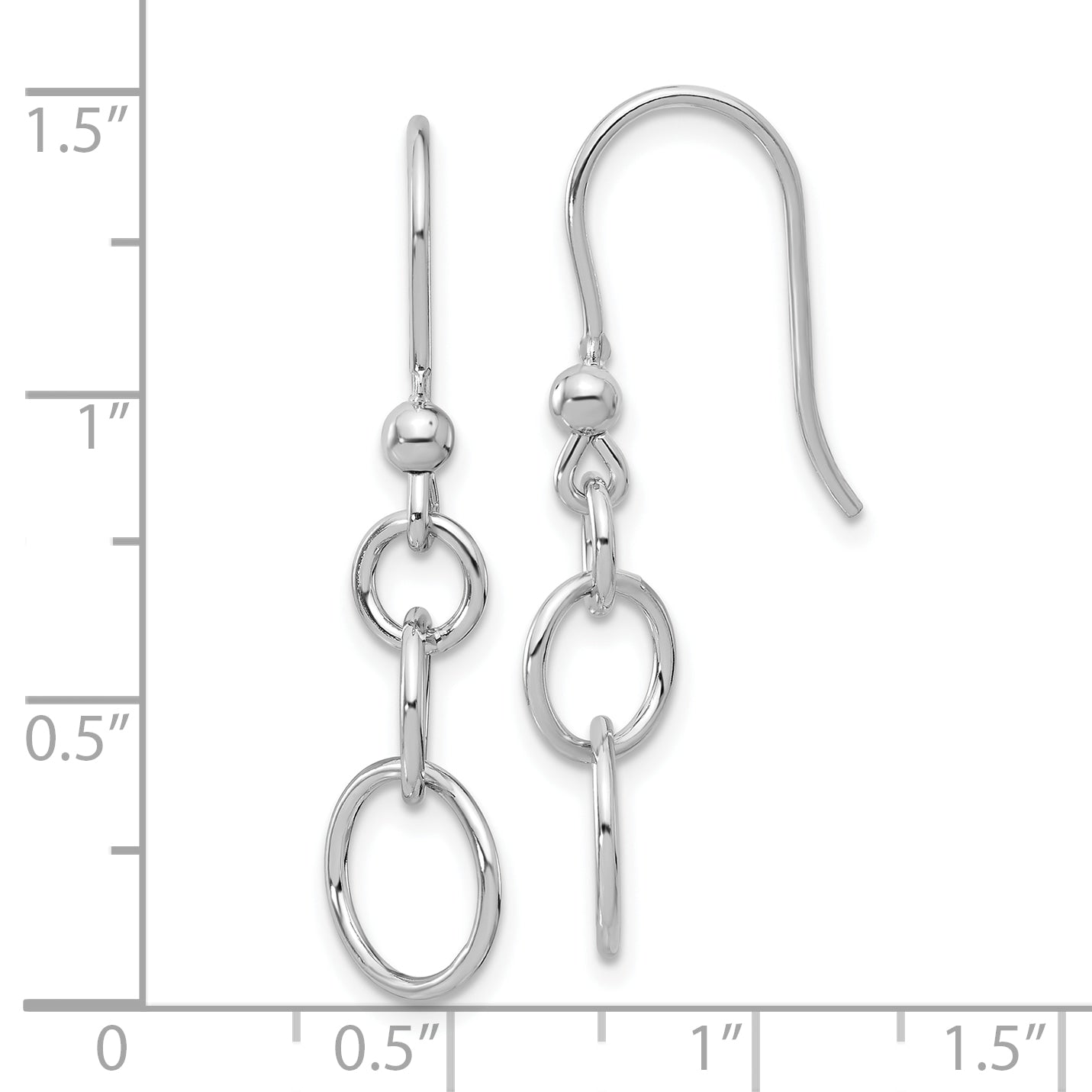 Sterling Silver Rh-plated Polished Graduated Circle Dangle Earring