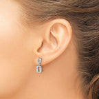 Sterling Silver Rhodium-plated Square Link Dangle Post Earrings