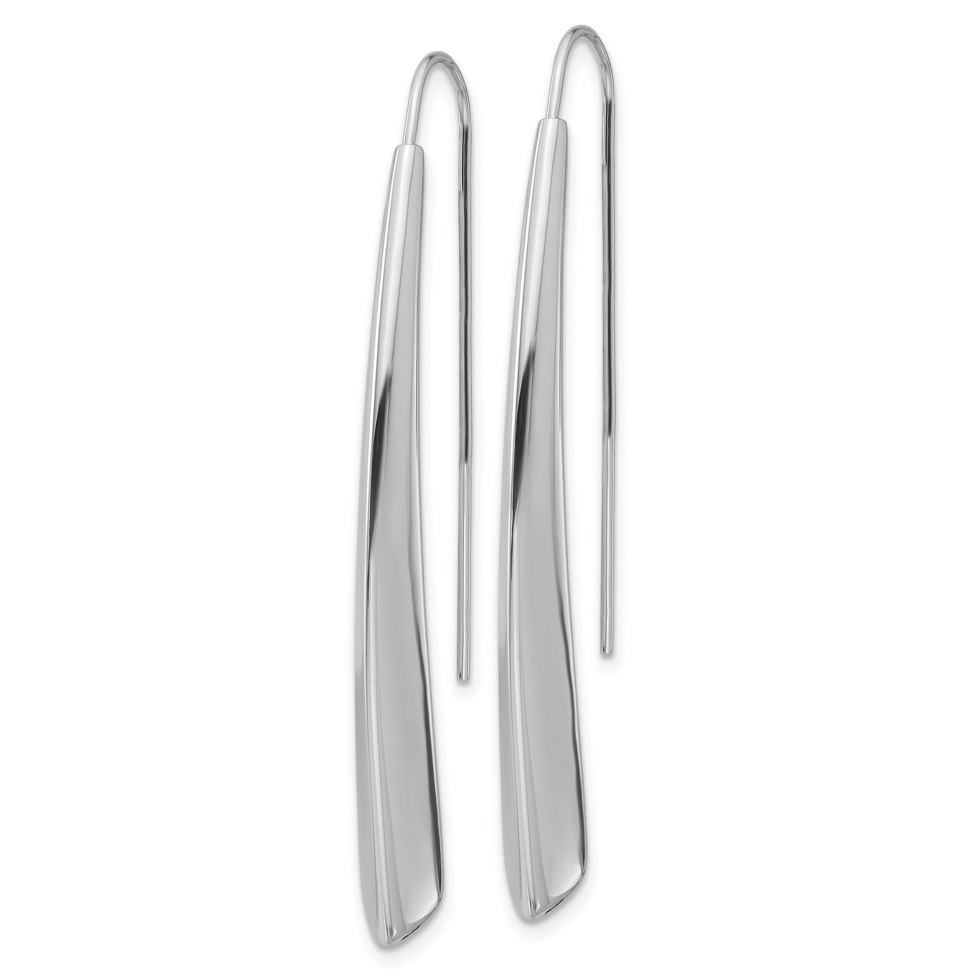 Sterling Silver Rhodium-plate Polished Drop Bar Threader Earrings Secondary image
