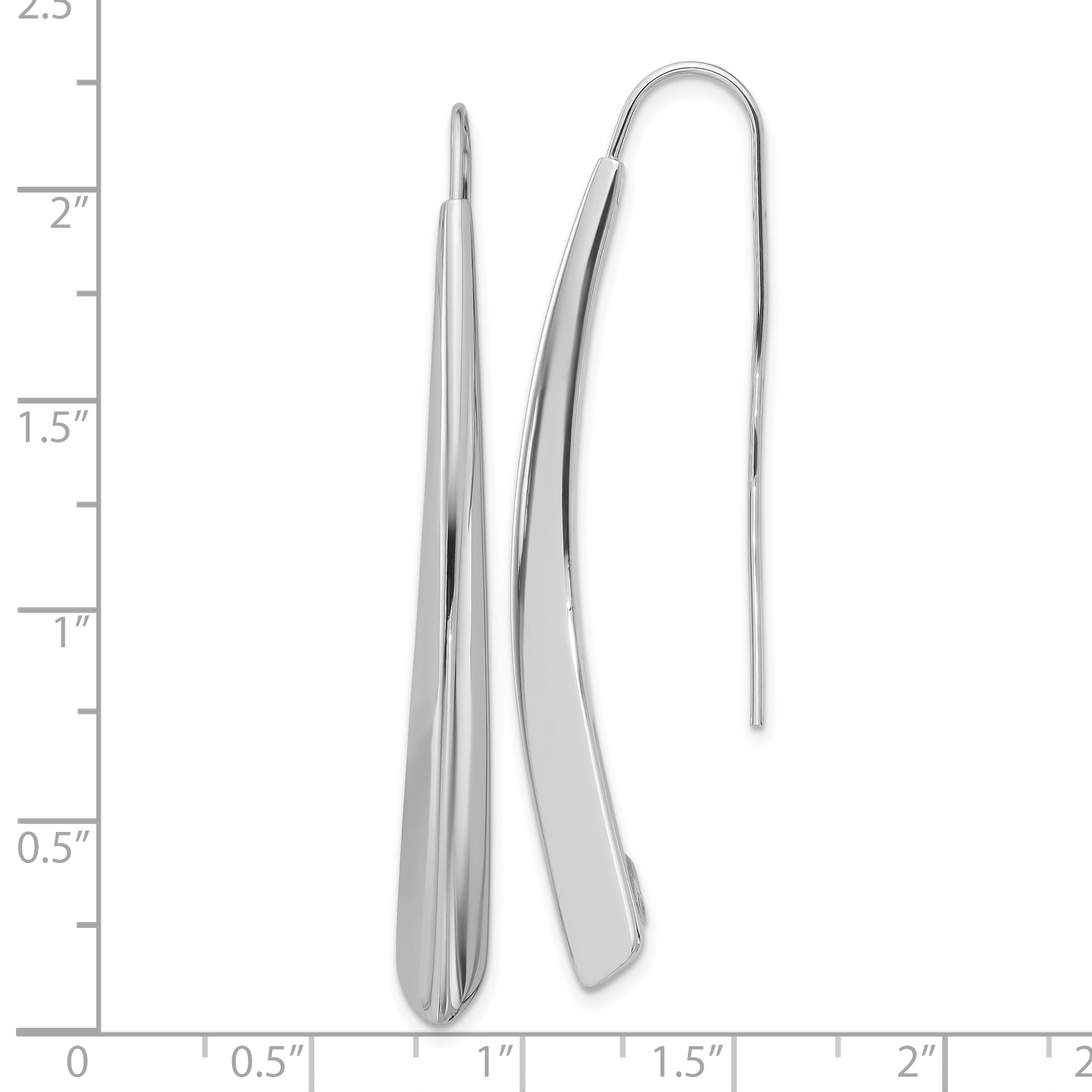 Sterling Silver Rhodium-plate Polished Drop Bar Threader Earrings