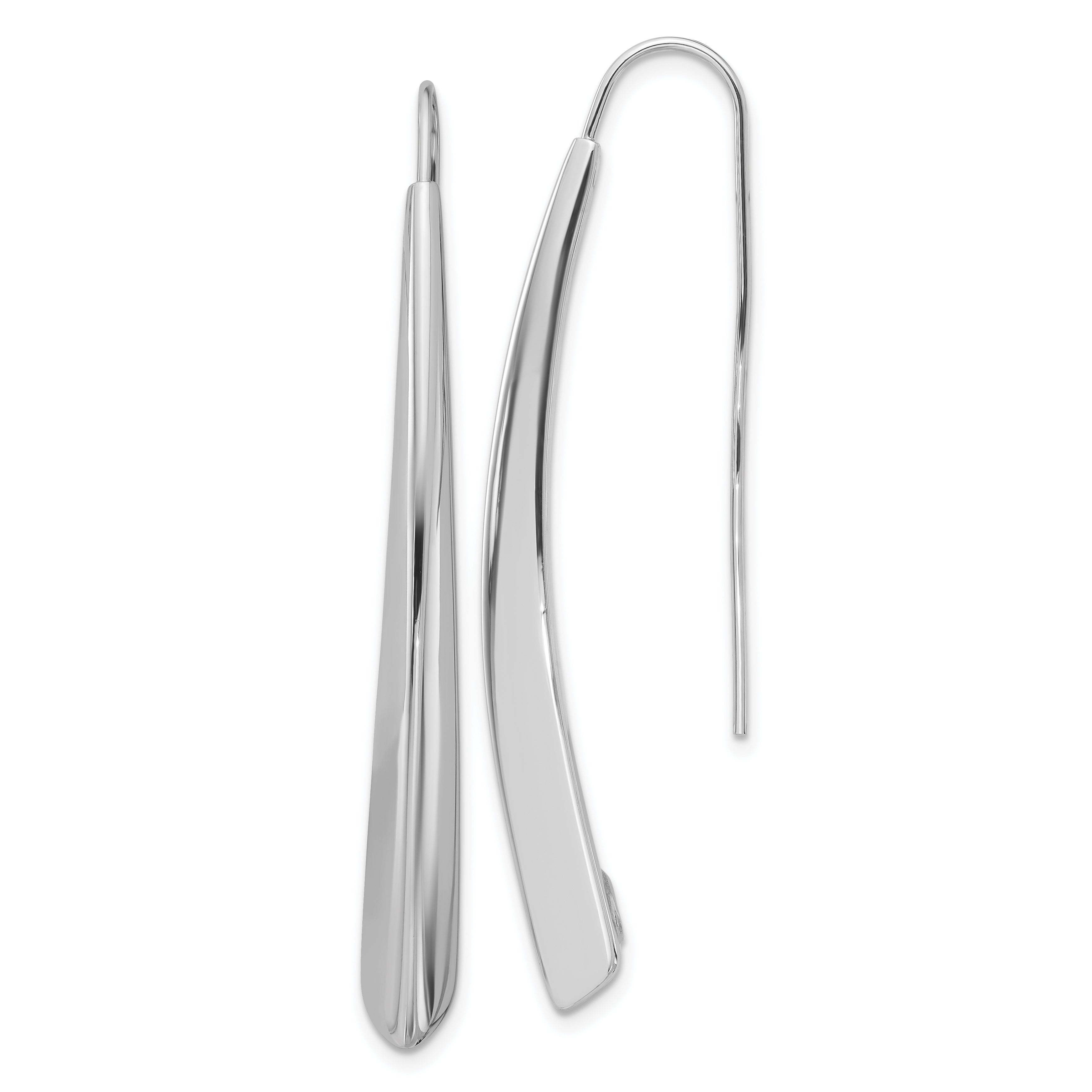 Sterling Silver Rhodium-plate Polished Drop Bar Threader Earrings Main image