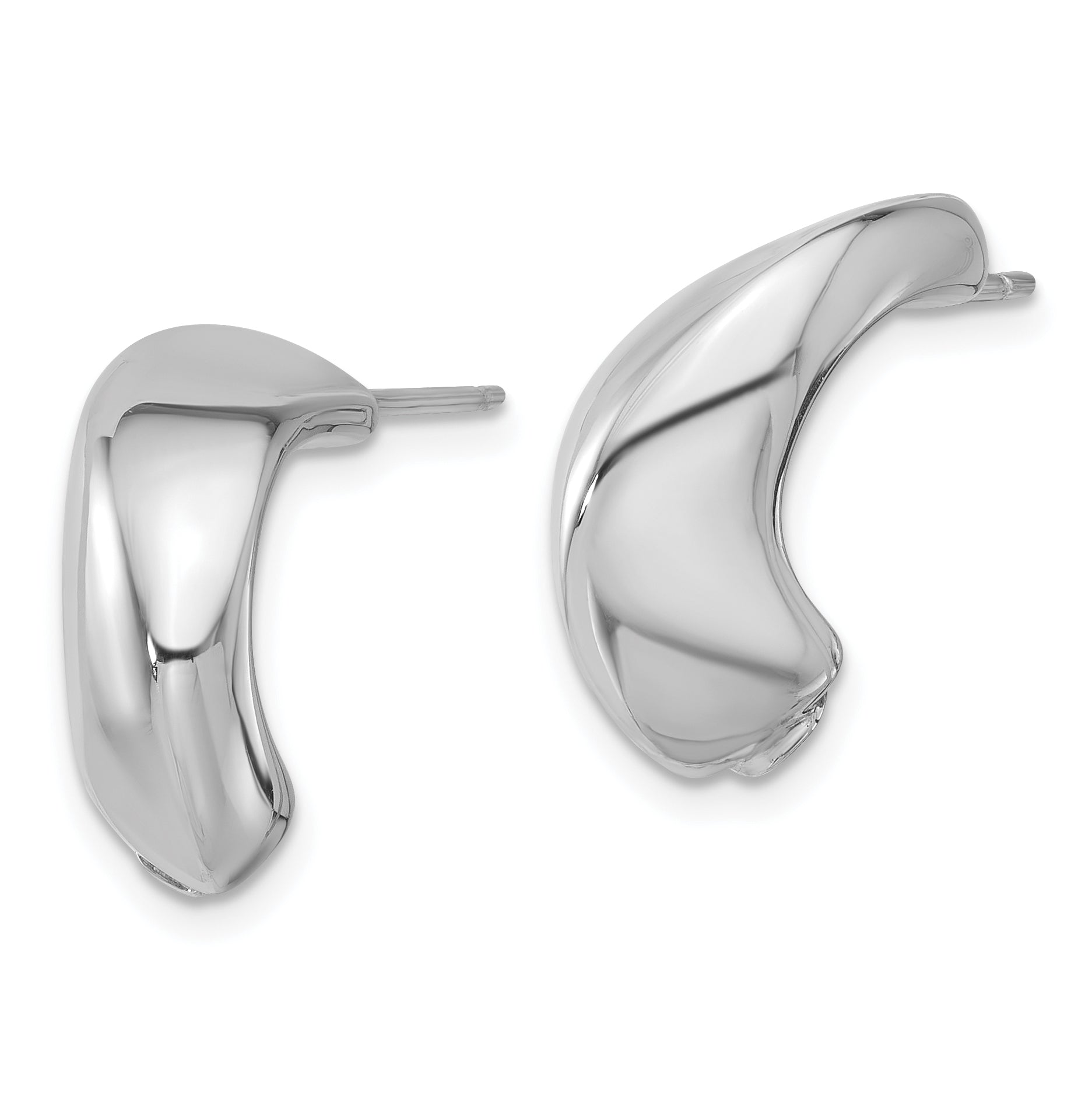 Sterling Silver Rhodium-plated Polished J-Hoop Earrings Secondary image