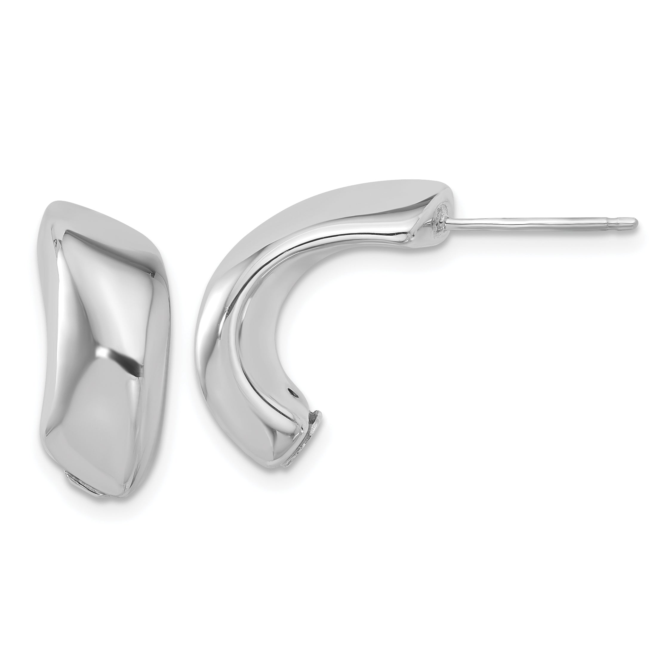 Sterling Silver Rhodium-plated Polished J-Hoop Earrings Main image