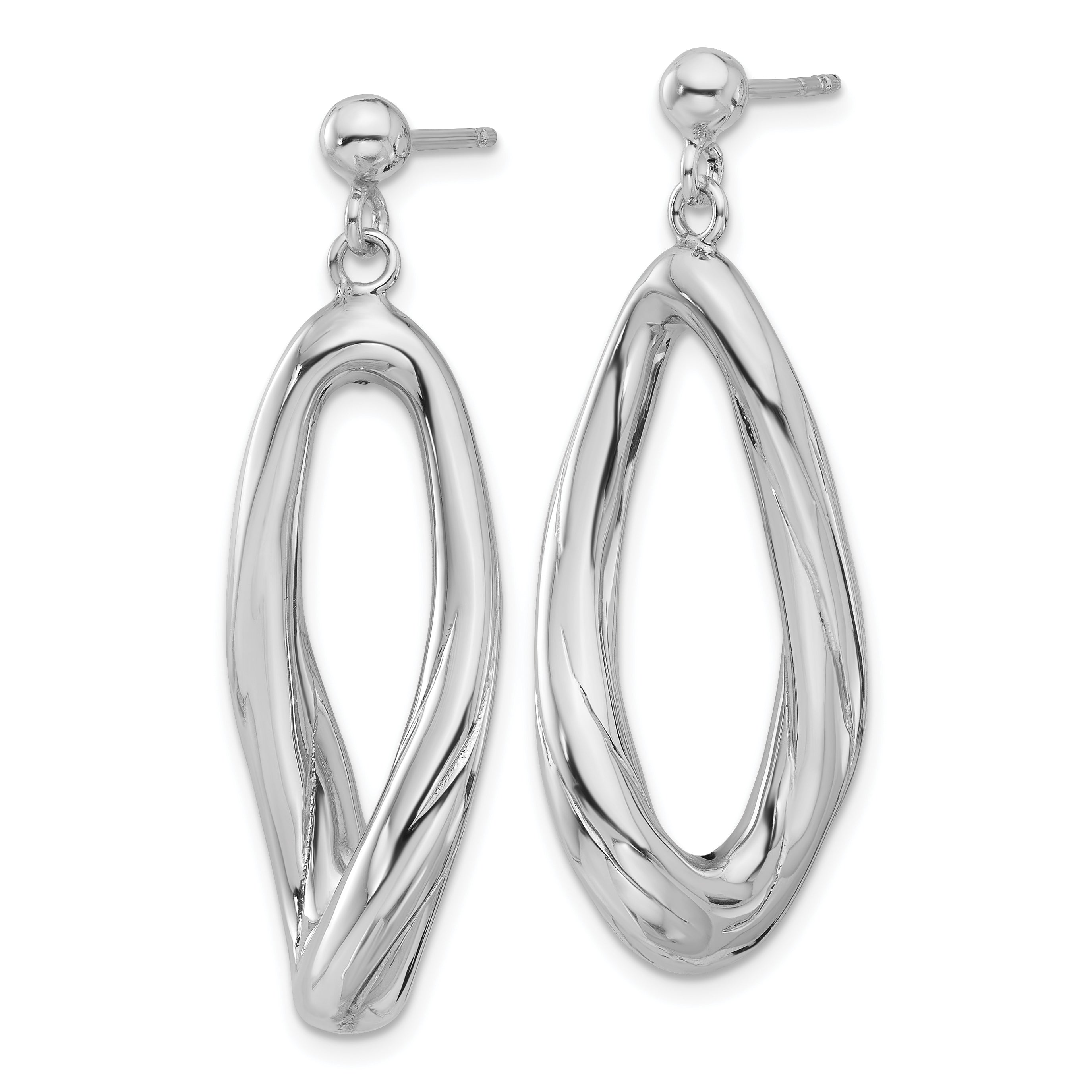 Sterling Silver Rhodium-plated Polished Dangle Post Earrings Secondary image