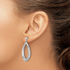 Sterling Silver Rhodium-plated Polished Dangle Post Earrings