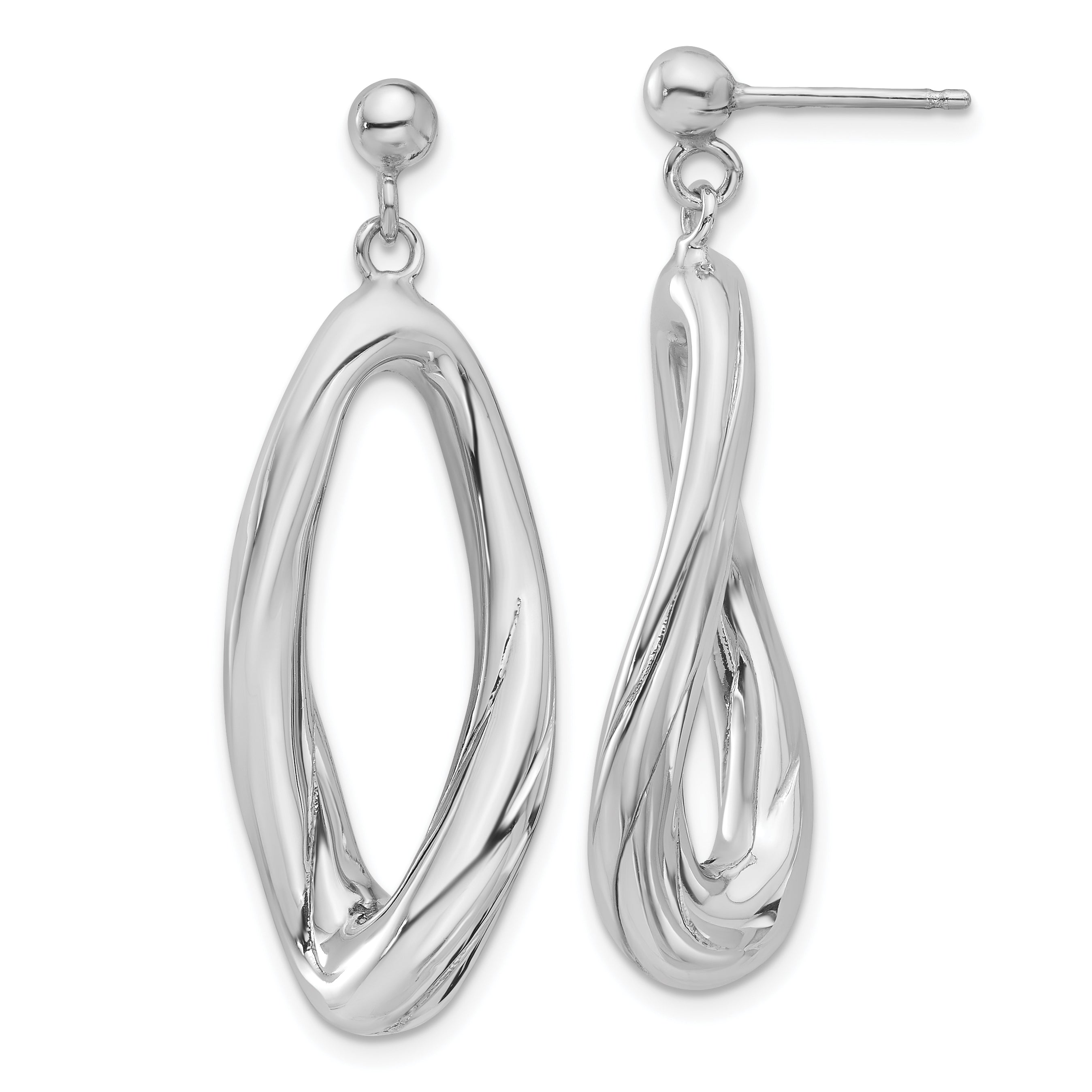 Sterling Silver Rhodium-plated Polished Dangle Post Earrings Main image