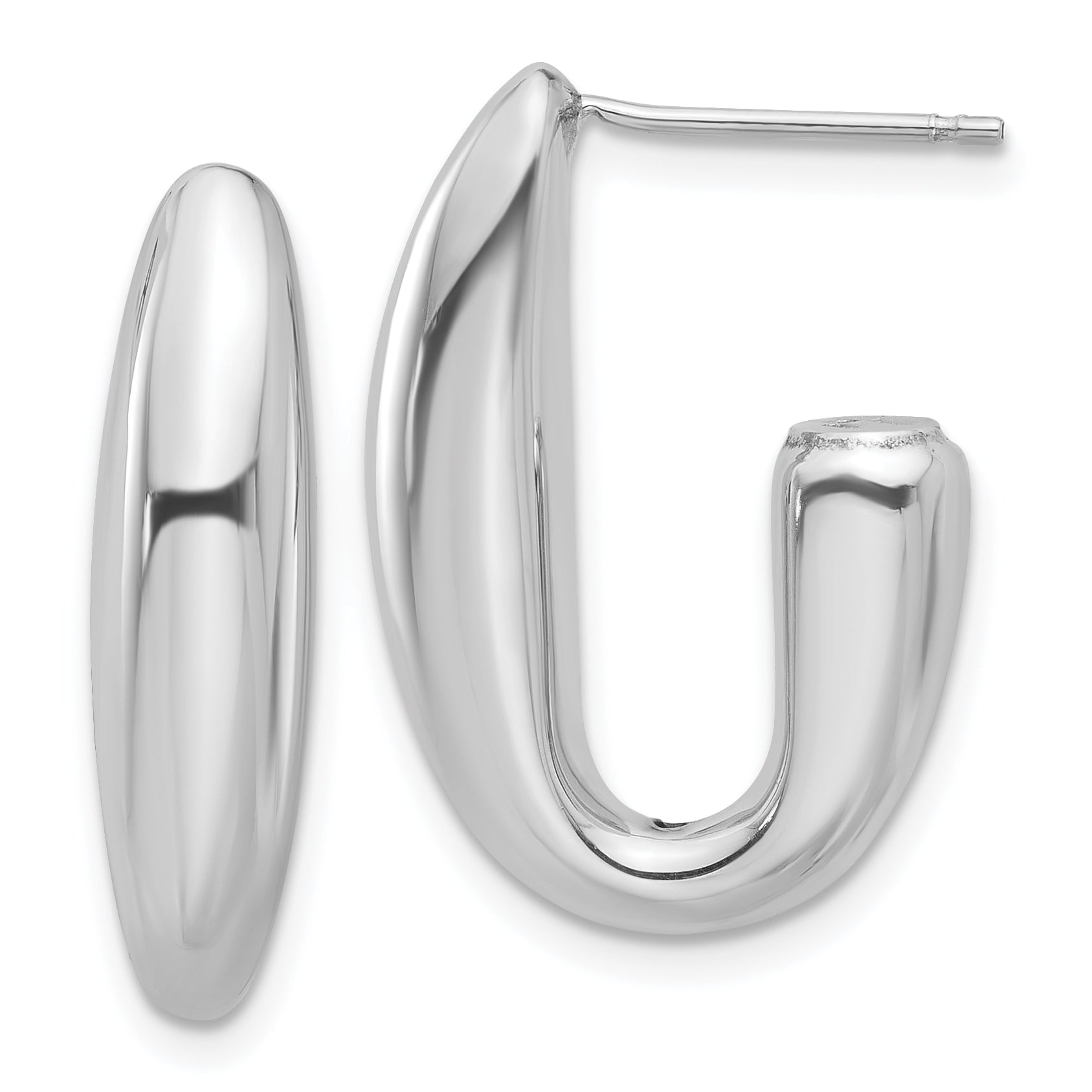 Sterling Silver Rhodium-plated Polished J-Hoop Earrings Main image