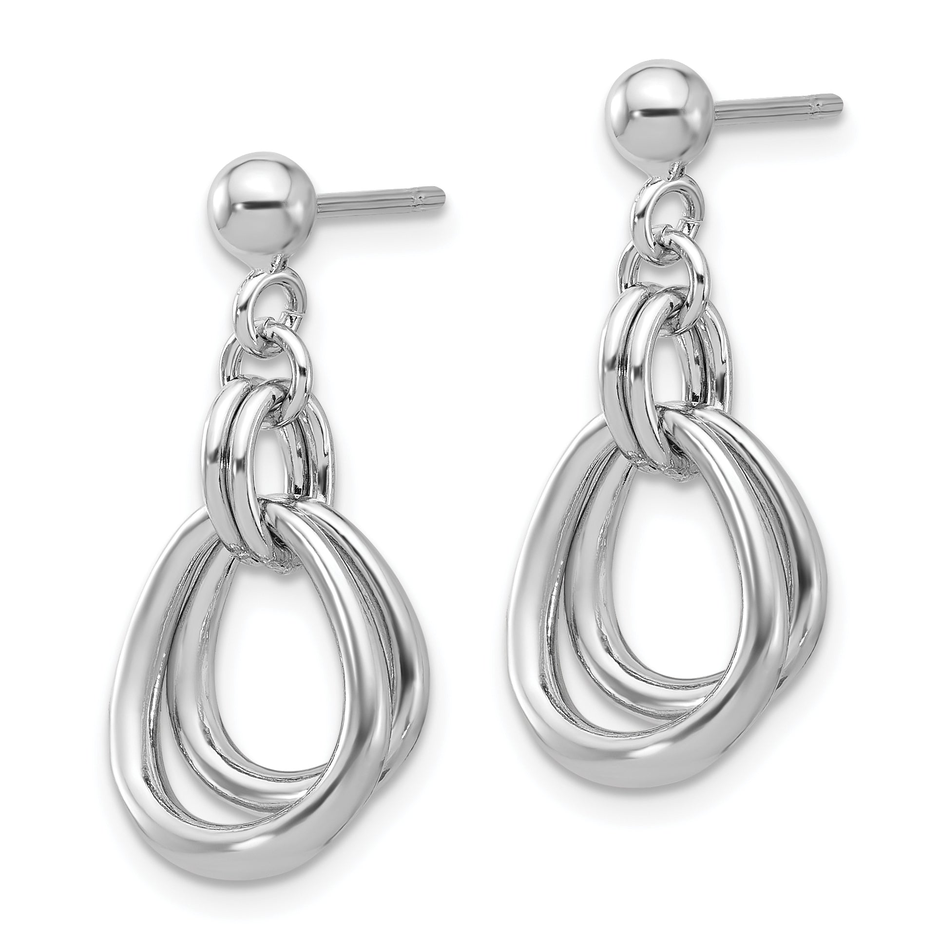 Sterling Silver Rhodium-plated Polished Post Dangle Earrings Secondary image