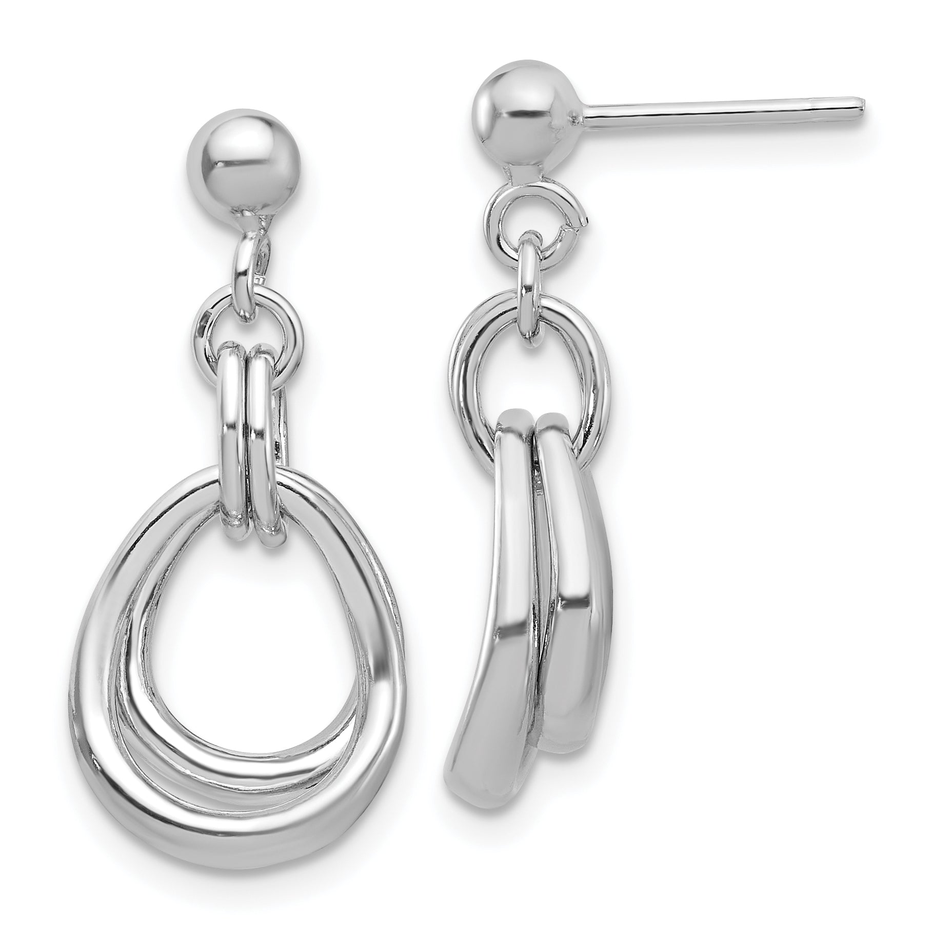 Sterling Silver Rhodium-plated Polished Post Dangle Earrings Main image