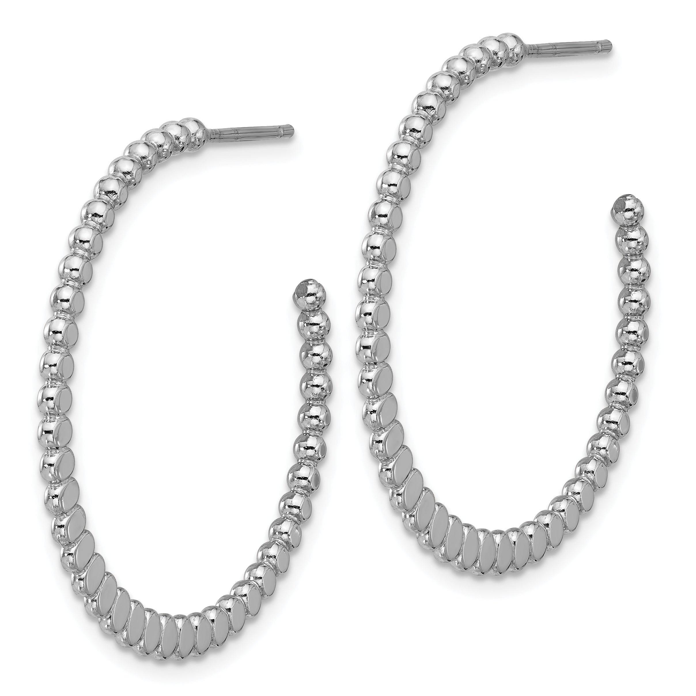 Sterling Silver Rhodium-plated Polished J-Hoop Earrings Secondary image