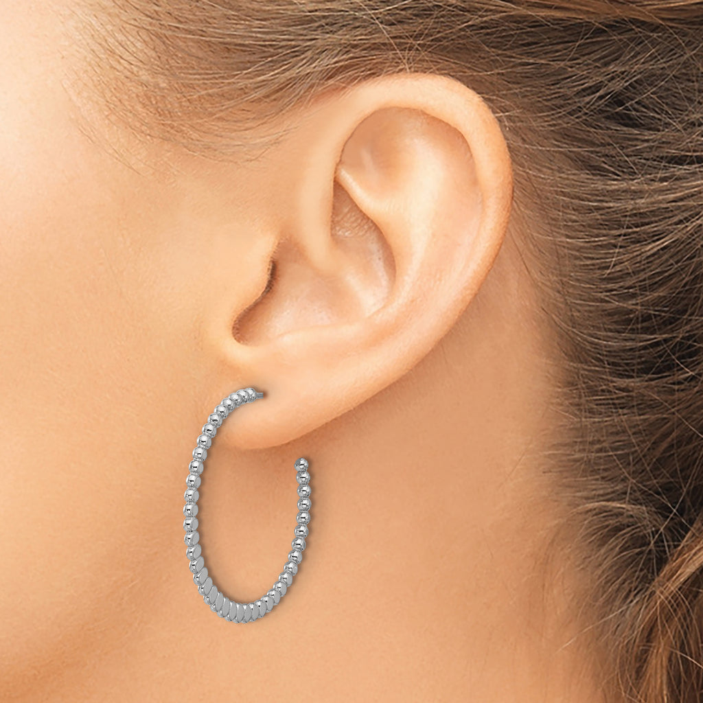 Sterling Silver Rhodium-plated Polished J-Hoop Earrings