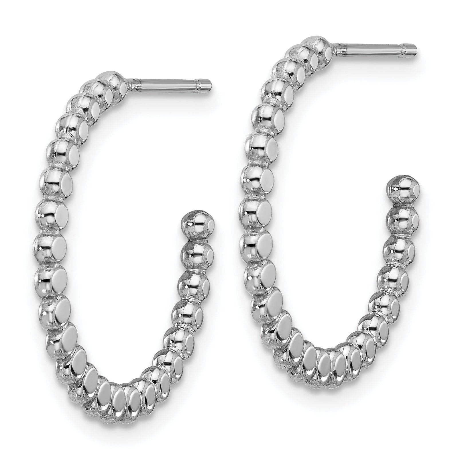 Sterling Silver Rhodium-plated Polished J-Hoop Earrings Secondary image