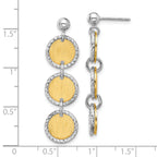 SS Rhodium/Gold-plated Polished/Brushed Circles Dangle Earrings