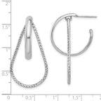 Sterling Silver Rh-plated Polished and Diamond-cut  Dangle Earring