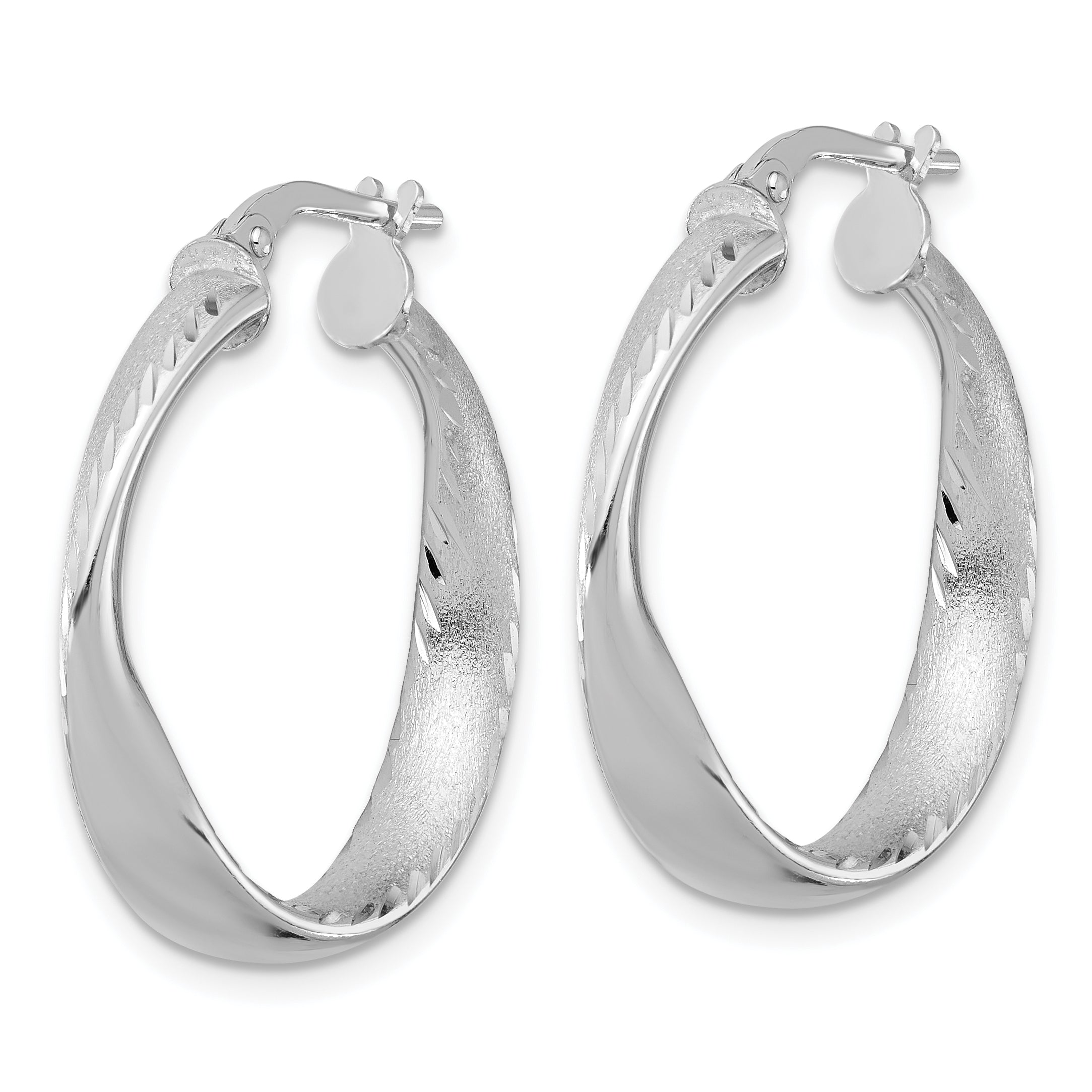 Sterling Silver Rhodium-plated Polished Hoop Earrings Secondary image