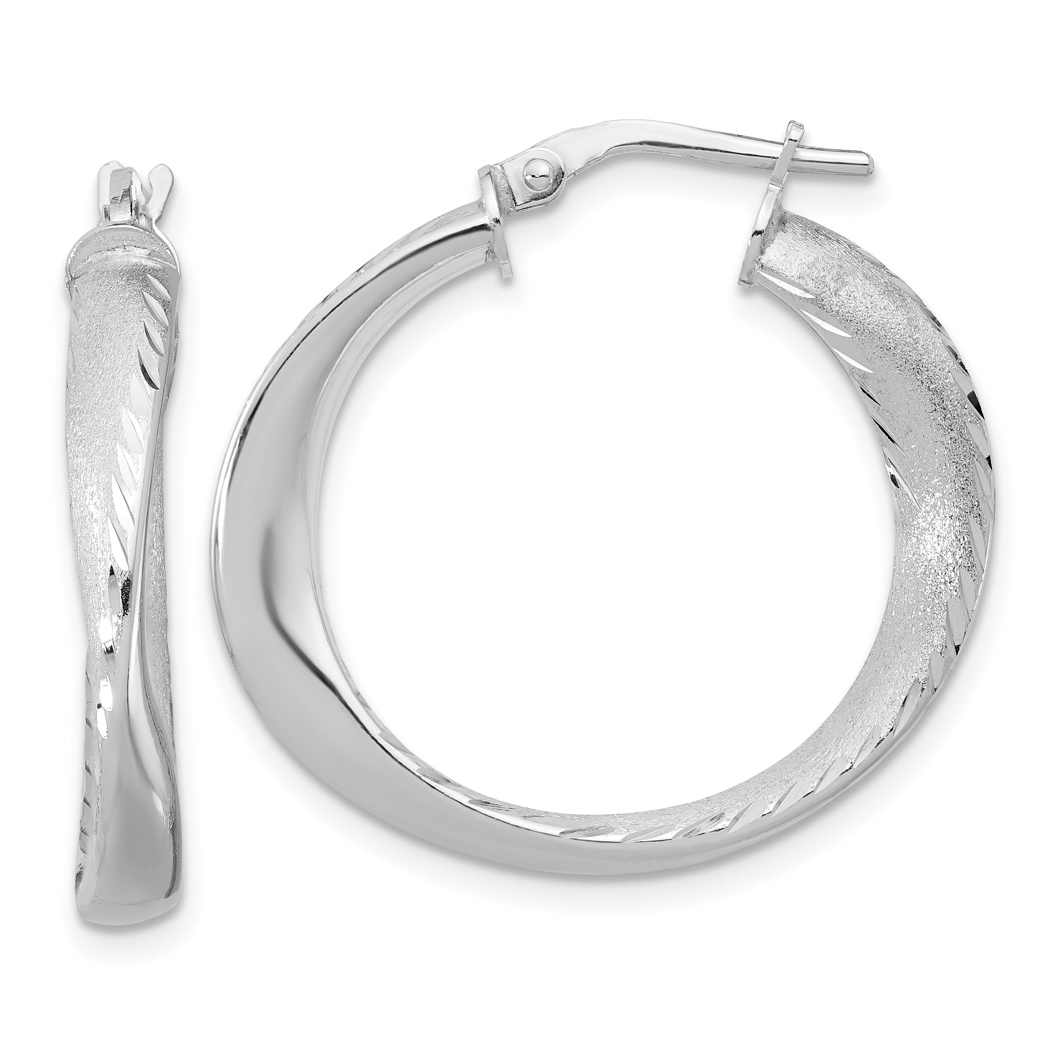Sterling Silver Rhodium-plated Polished Hoop Earrings Main image
