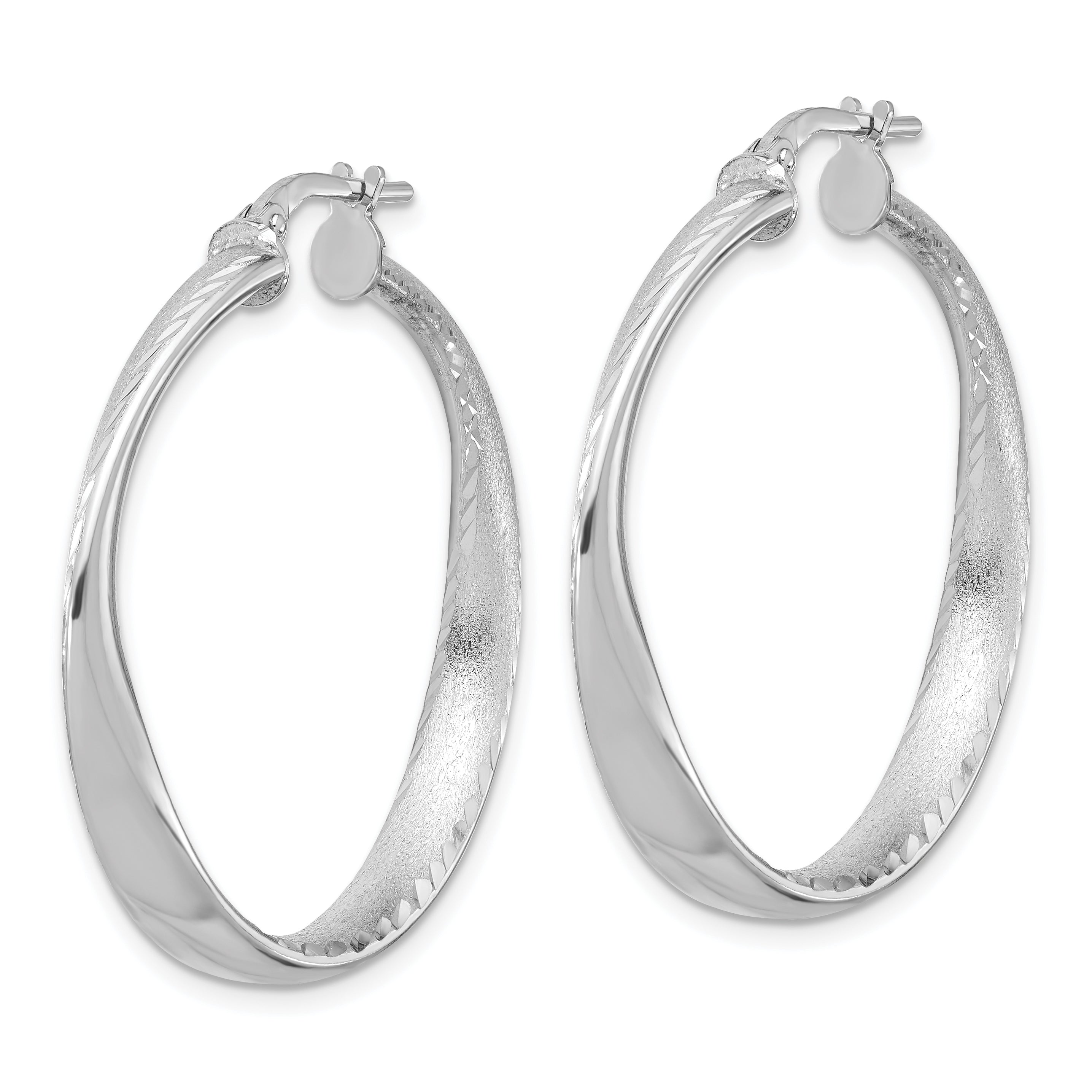 Sterling Silver Rhodium-plated Polished Hoop Earrings Secondary image