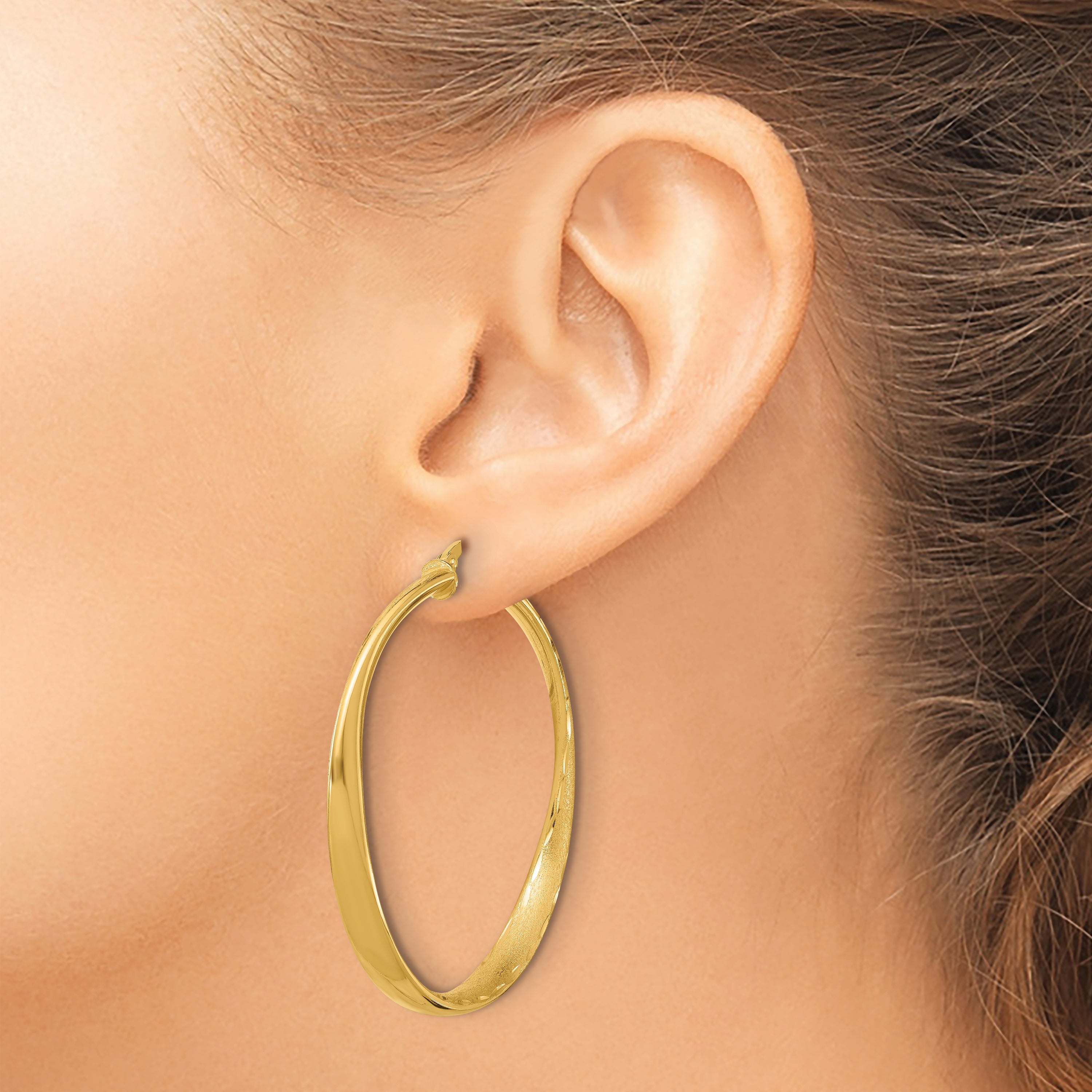 Sterling Silver Gold-plated Polished Hoop Earrings