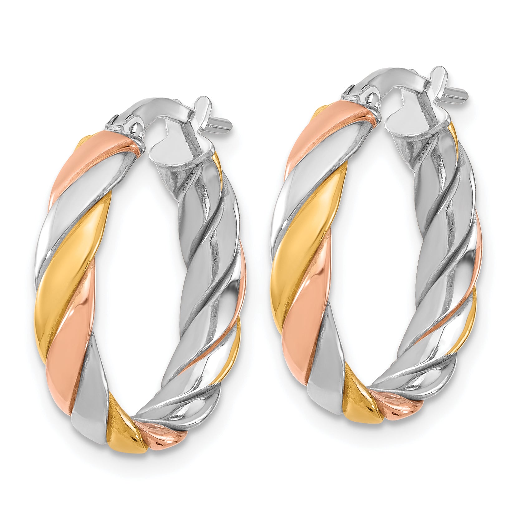 SS RH-plated with Gold and Rose-tone Polished Hoop Earrings Secondary image