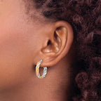 SS RH-plated with Gold and Rose-tone Polished Hoop Earrings