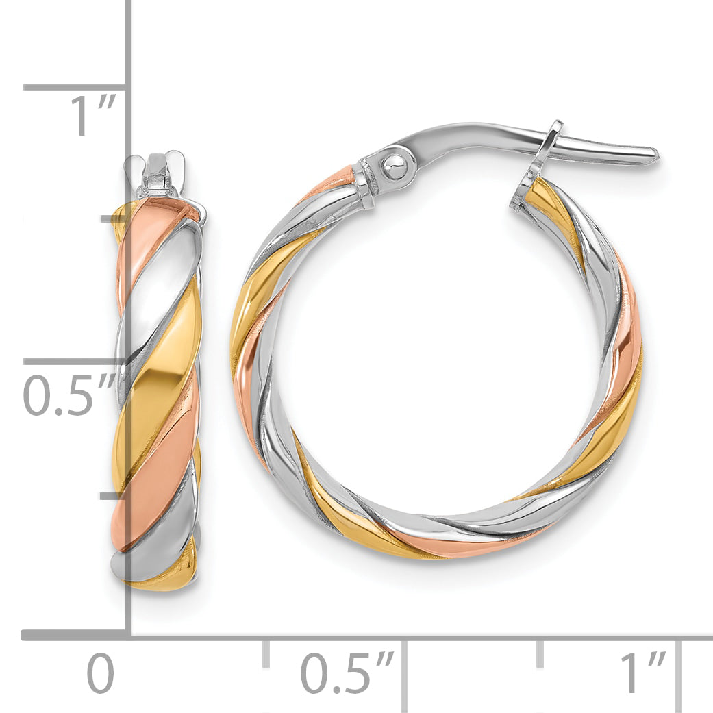 SS RH-plated with Gold and Rose-tone Polished Hoop Earrings