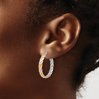 SS RH-plated with Gold and Rose-tone Polished Hoop Earrings